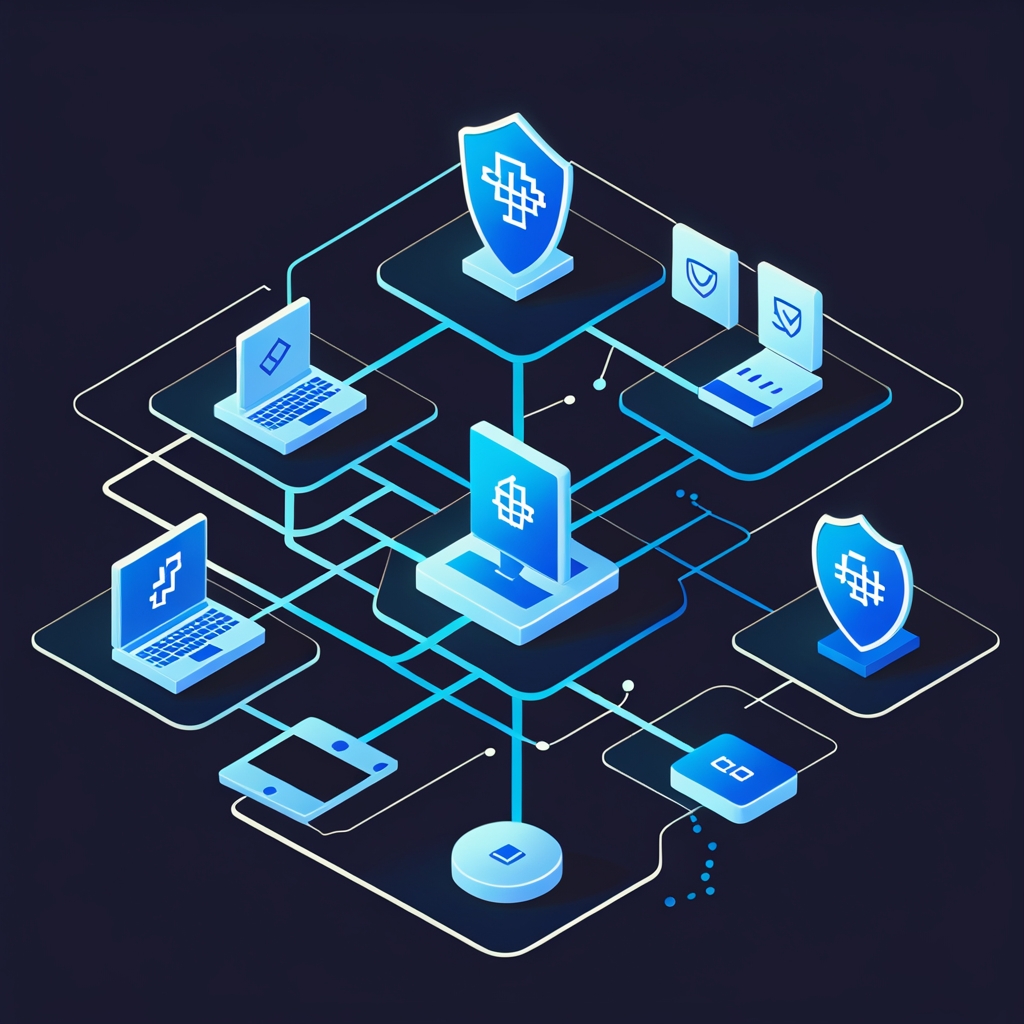 Network topology and firewall security illustration